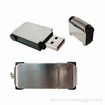 Silver USB Flash Drive with Metal Housing, Compatible with USB2.0 Port